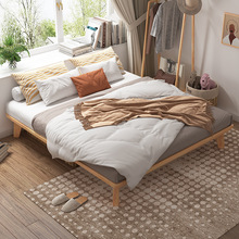网红北欧实木双人床现代简约橡木榻榻米床无床头小户型卧室1.5m大