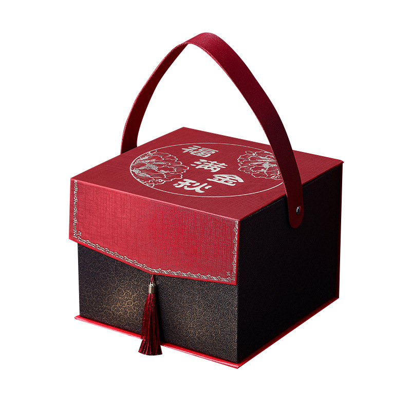 2021年手提中秋节月饼盒包装盒高档送礼盒空盒子logo双层8粒