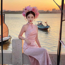 泉州浔埔女簪花围新中式改良旗袍少女粉度假国风气质旅拍摄影写真