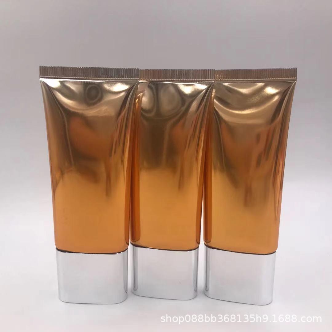 支持来样定制50ml高亮镀铝超扁防晒霜化妆品5层铝塑复合软管包材