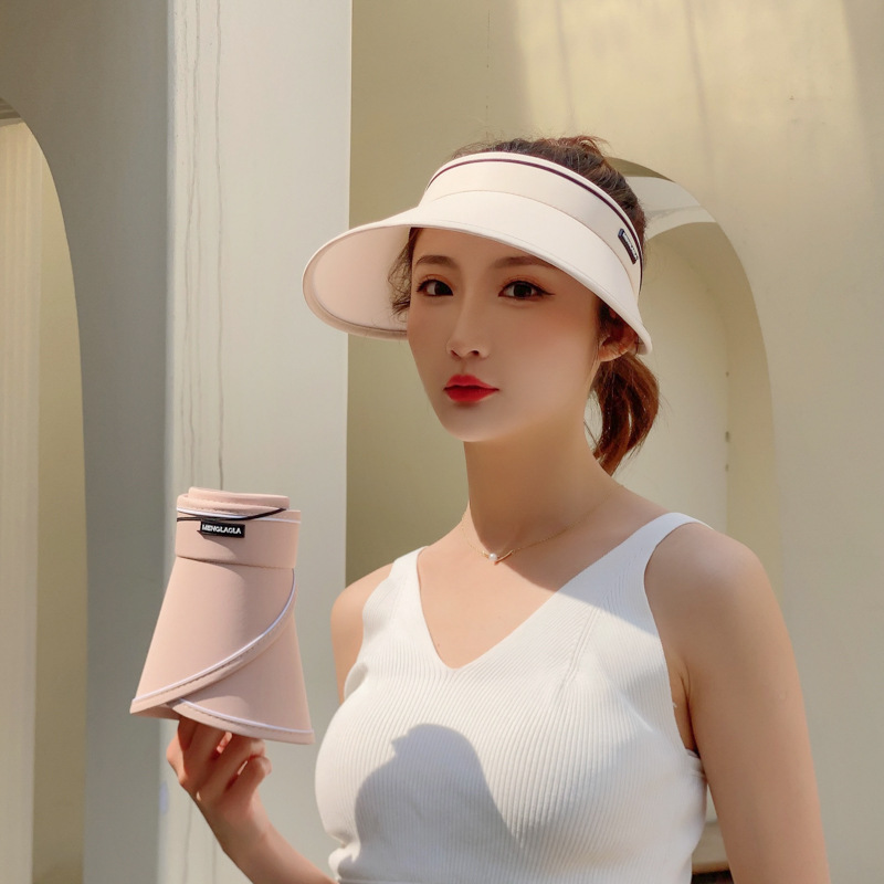 Summer New Upgrade Foldable Sun Hat Travel Beach Sun Hat with Wide Brim No Top UV Hat for Women