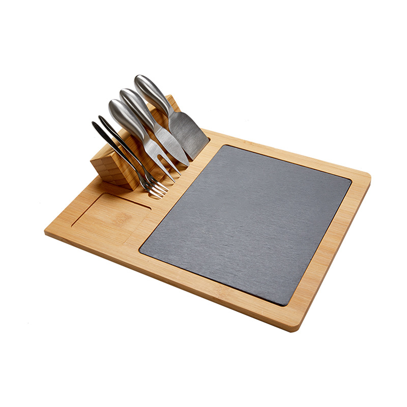 Bamboo Slate Pizza Plate European Style Steak Bread Board Hotel Restaurant Ideas Western Tableware Cheese Plate Dinner Plate