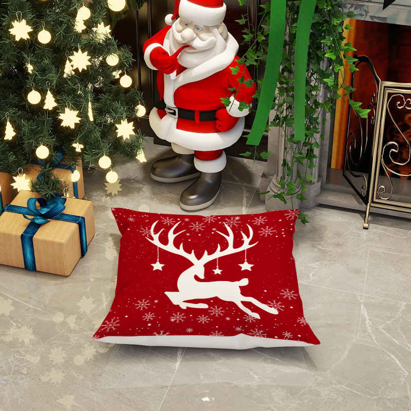 Cross-Border Christmas Pillow Cushion Cover Snowman Elk Santa Claus Sofa Single-Sided Pillow Cover Custom