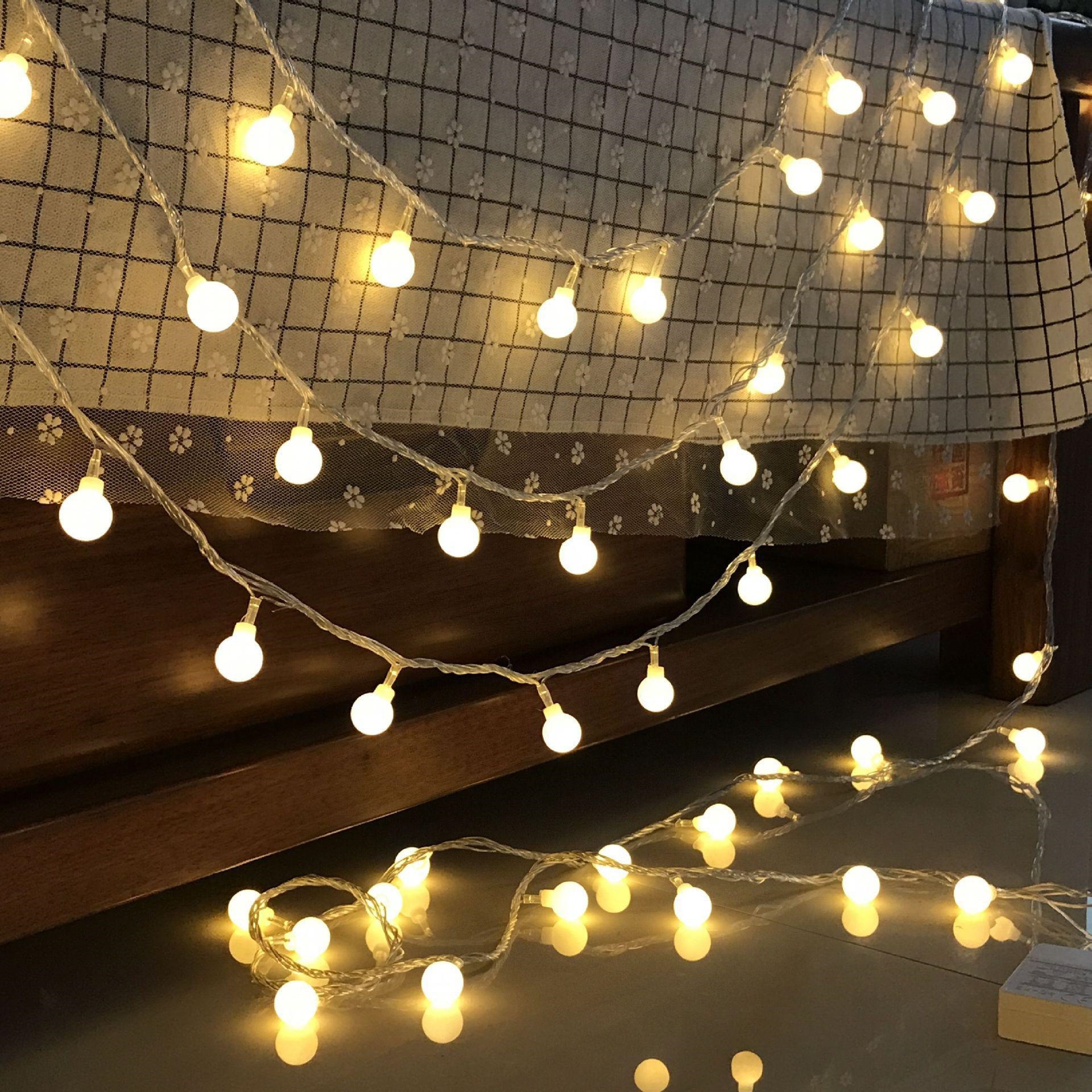 led圆球灯串电池usb圣诞户外天幕灯带太阳能房间装饰太阳能小串灯