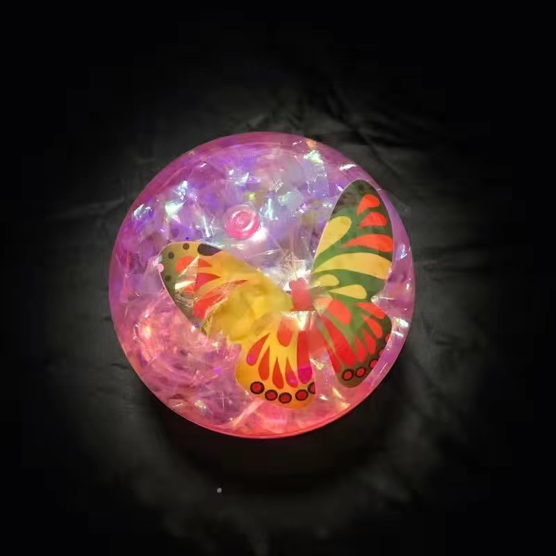 热销闪光水晶球发光弹力球跳跳球10cm解压儿童玩具摆地摊货源批发