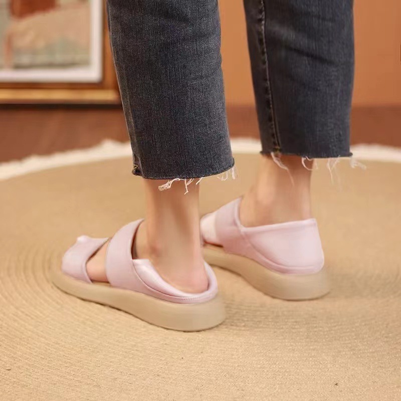 Cross-Border plus Size 2024 New Fairy Style Flat Soft Bottom Sandals Two-Way Wear Heel-Wrapped Rome Beach Sandals for Women