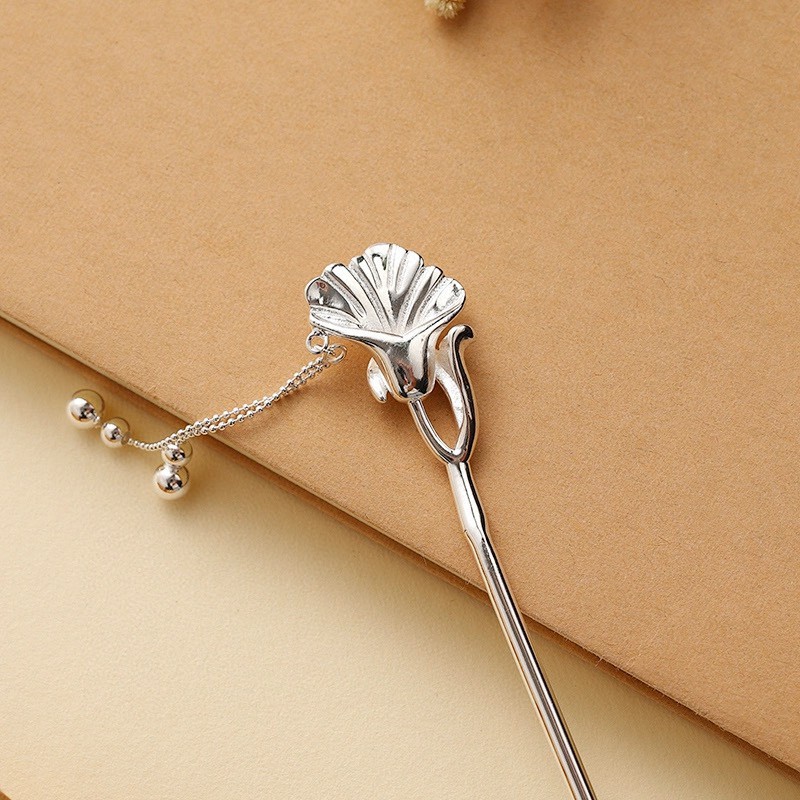 银佳银饰 足银990 杏叶流苏发簪 时尚潮流 精品现货一件代发-阿里巴巴