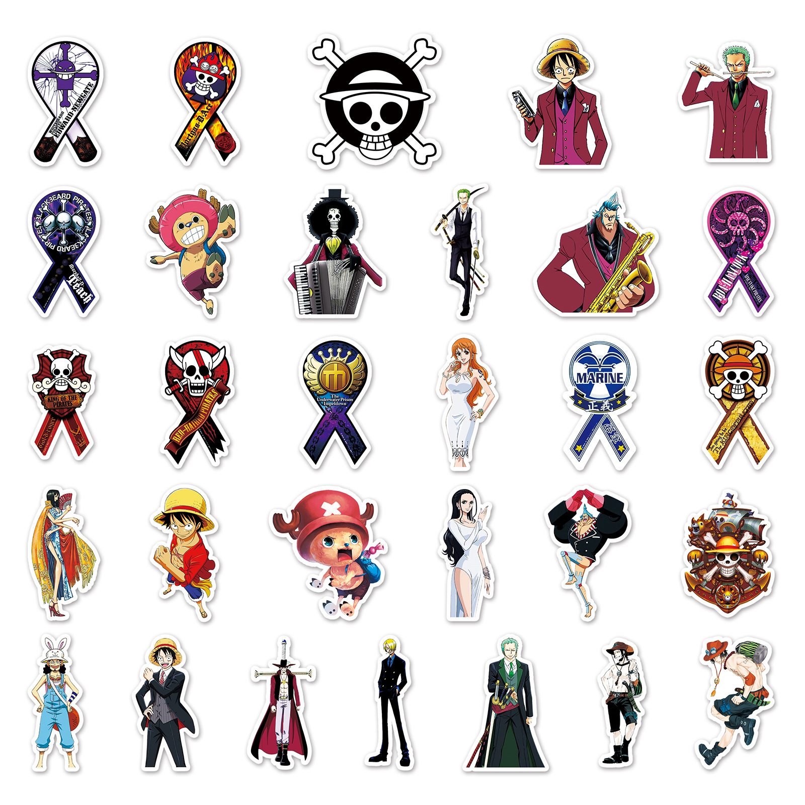 56张海贼王路飞卡通贴纸 平板电脑行李箱滑板车汽车防水涂鸦贴纸