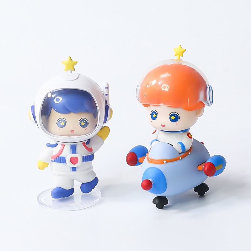 宇宙航天系列宇航员玩偶摆件招手宇航员火箭男孩生日蛋糕装饰