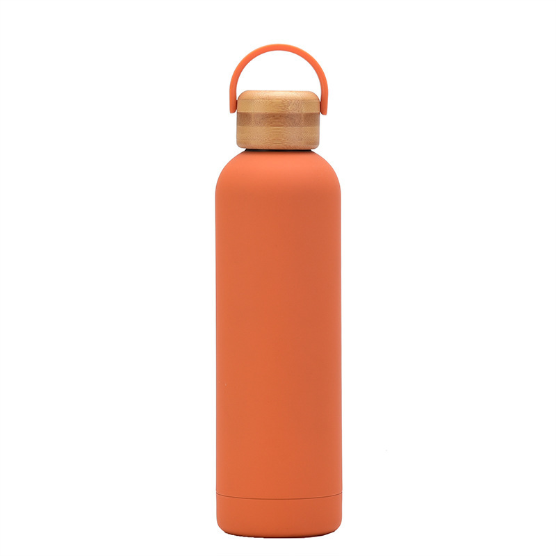 2023 New 750ml Vacuum Thermos Cup Portable Bamboo Cover Water Cup Sports Water Bottle Handle Outdoor Mountaineering Kettle