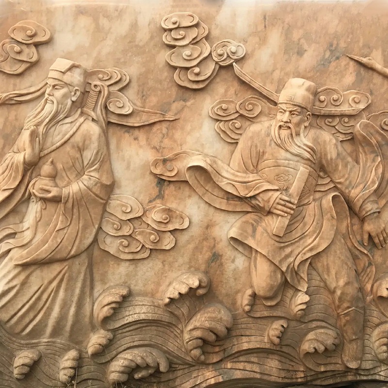 花岗岩砂岩大理石汉白玉浮雕厂家景墙壁画山水人物高浮雕阴刻阳刻