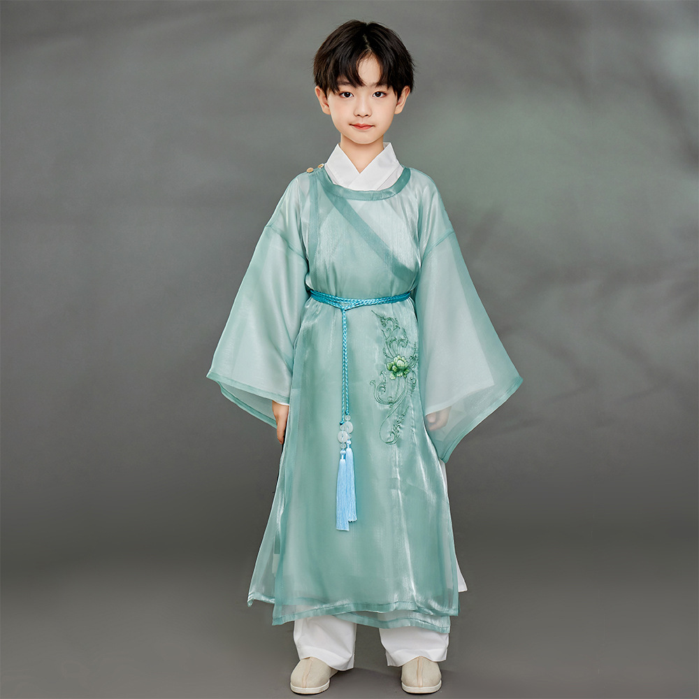 兴业堂男童汉服大气唐制圆领袍复古儿童春夏走秀演出服风