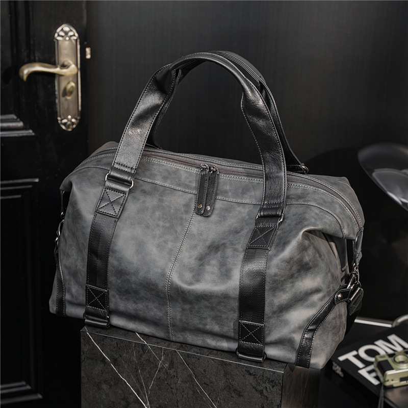 New Frosted Pu Men's Handbag Fashion Casual Messenger Bag Men's Pu Travel Bag Large Capacity Luggage Bag