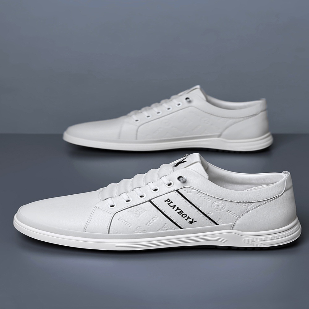 官方正品花花公子男鞋春夏季新款皮鞋真皮小白鞋百搭商务休闲防滑