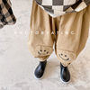 Retention Go to school Patchwork Smiling face Casual pants girl Washed cotton Haren pants 2022 Spring and summer