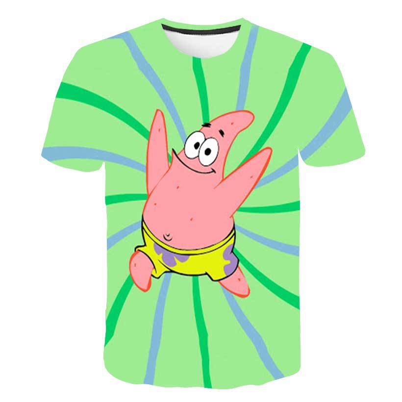 派大星短袖t恤印花卡通动漫联名海绵宝宝夏新款宽松大码儿童短袖