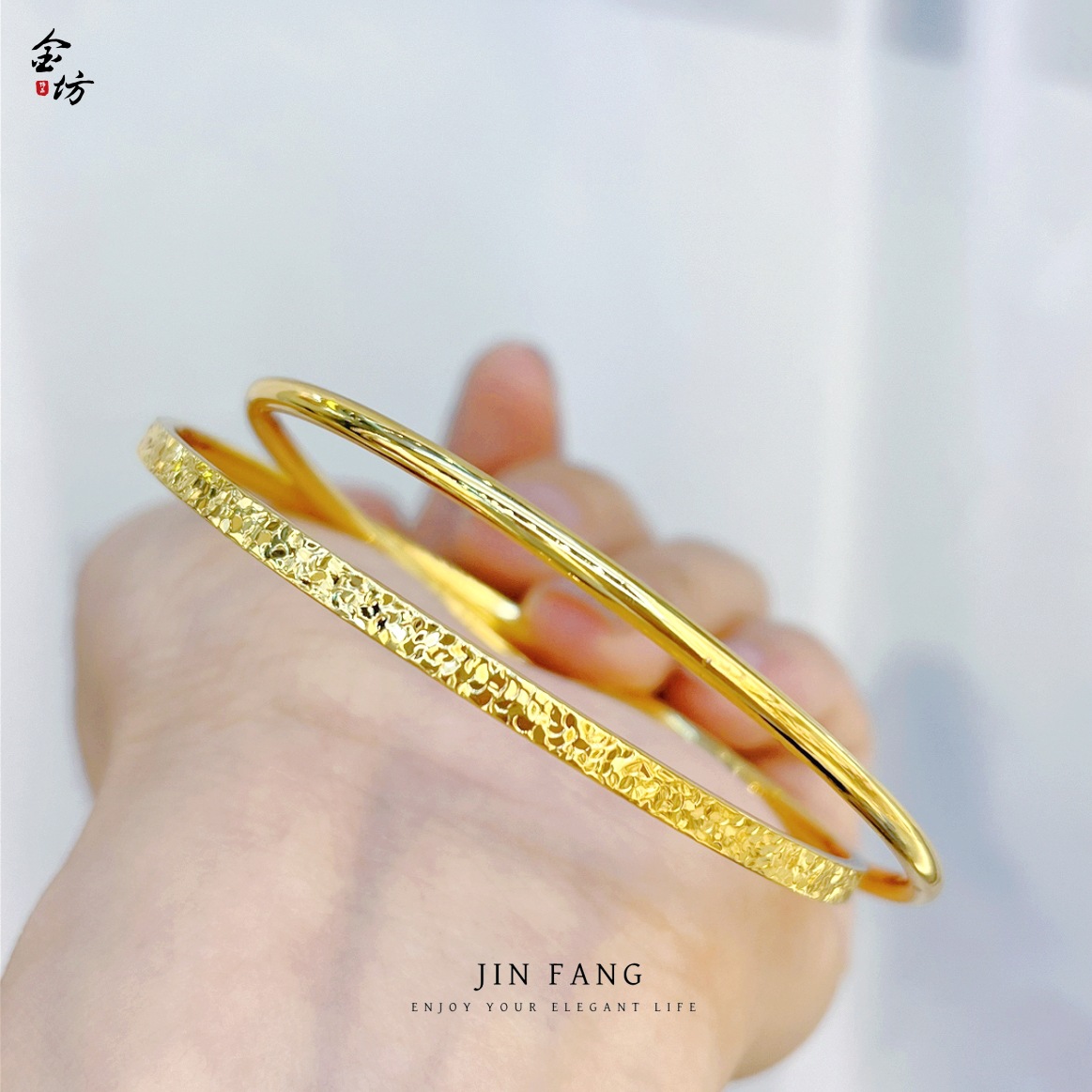 金店同款古法沙金999碎冰冰双环手镯时尚百搭直播爆款女手环批发