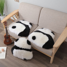 真羊毛熊猫坐垫可爱抱枕卡通熊猫沙发垫飘窗垫国宝背影座垫靠枕垫