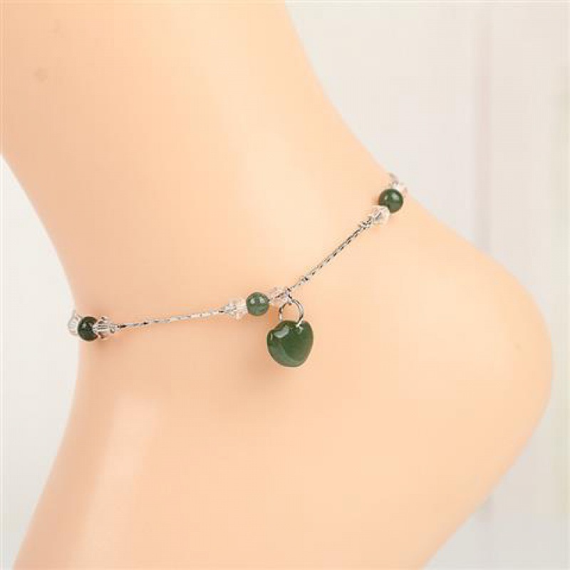 脚镯平安圈简约玉脚链百搭闺蜜玉石脚链女个生小清新脚饰