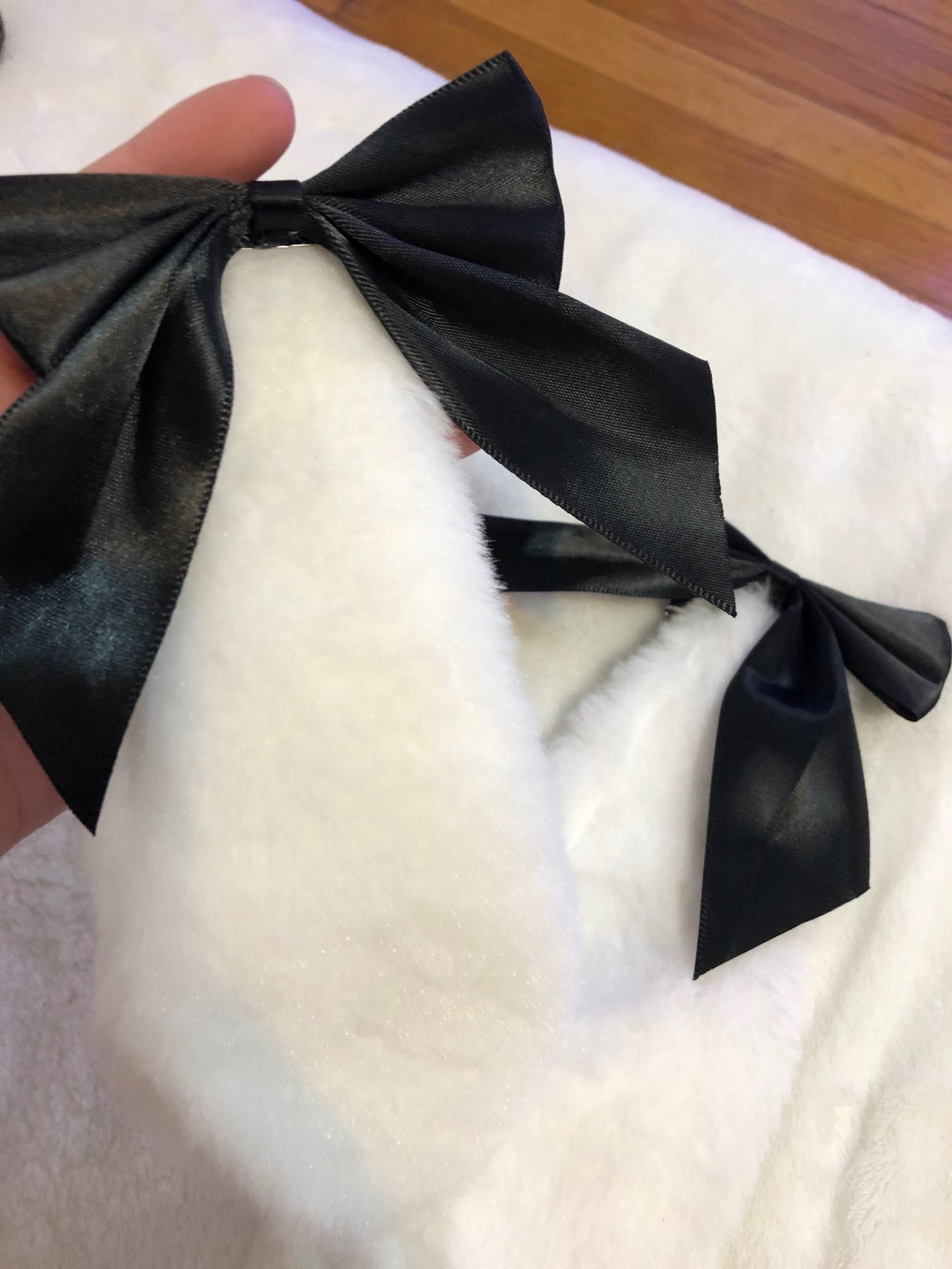 lolita手作蕾丝蝴蝶结毛绒兔耳垂耳兔发夹kc动漫头饰 现货