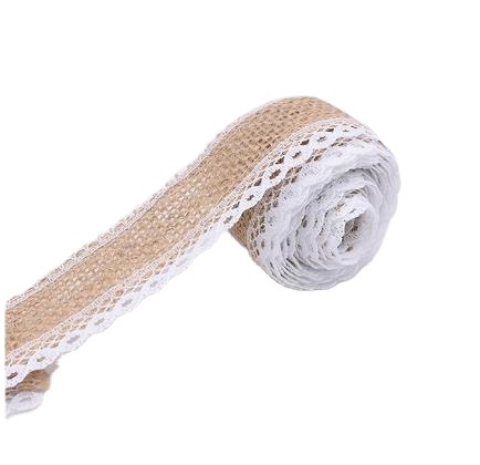 Cross-Border Hot Selling White Lace Burlap Roll  Crafts Decorative Hemp Rope Knitted Belt Wedding Wine Bottle Placemat