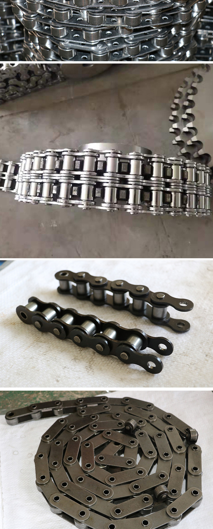 大滚珠传动链双节距空心链3分单双排节距滚子链304不锈钢弯板链条