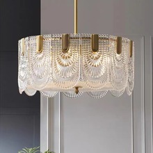 欧式轻奢简约创意玻璃吊灯 法式复古宫廷艺术客厅餐厅卧室灯