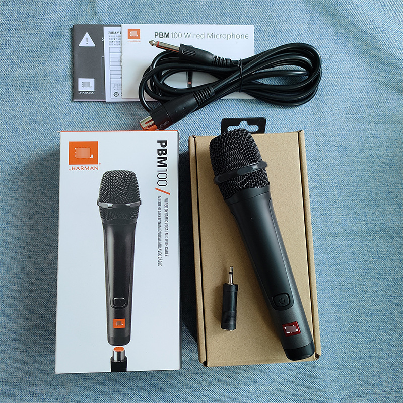 跨境外贸pbm100有线动圈麦克风家用唱歌直播录音拉杆音响功放话筒