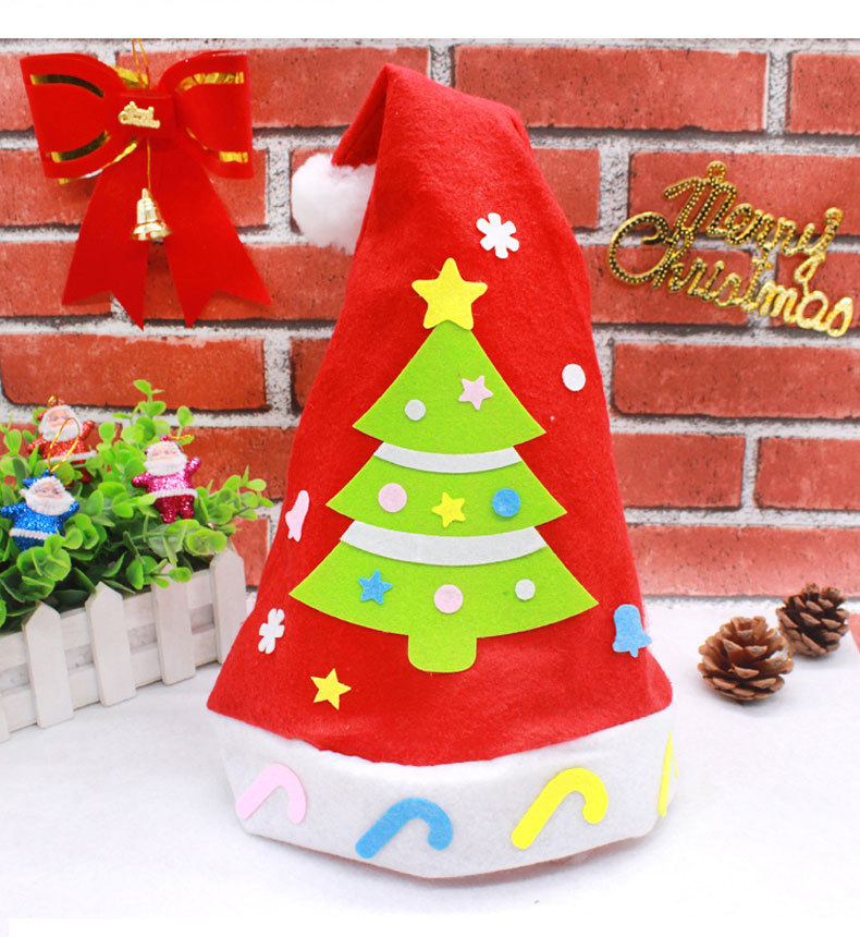 圣诞帽diy材料包圣诞节幼儿园手工制作不织布帽子儿童创意玩具