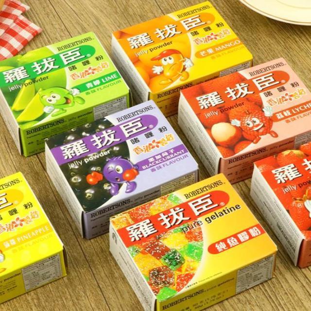 香港罗拔臣啫喱粉80g*5荔枝草莓纯鱼胶粉布丁丁果冻粉diy