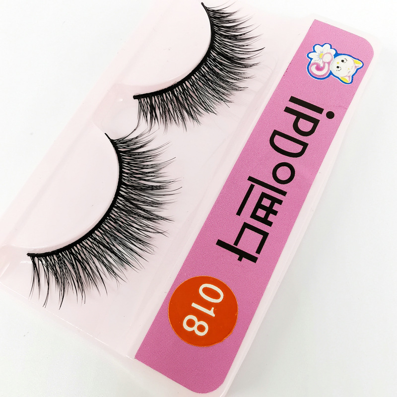 Korean Kitten False Eyelashes 018 Black Stem Mid-Length Soft Very Fine Hair Style Natural Cross 10 Pairs Pack Eyelash