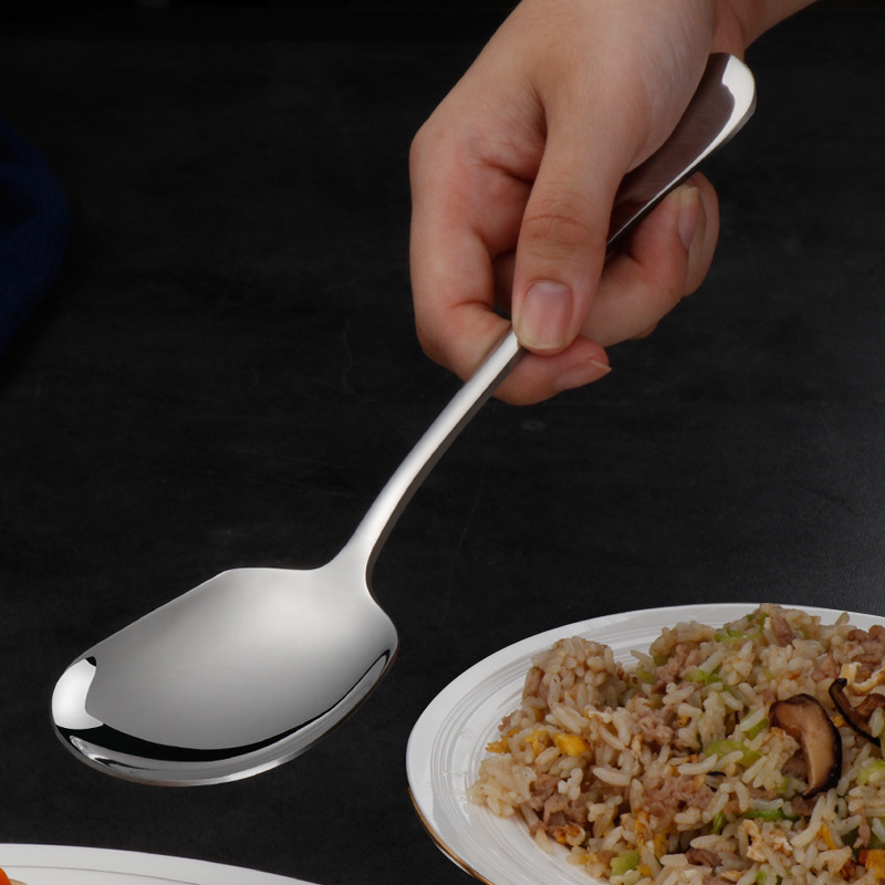 Stainless Steel Serving Spoon Restaurant Common Spoon Hotel Serving Spoon Long Handle Large Spoon Canteen Buffet Meal Sharing Service Spoon