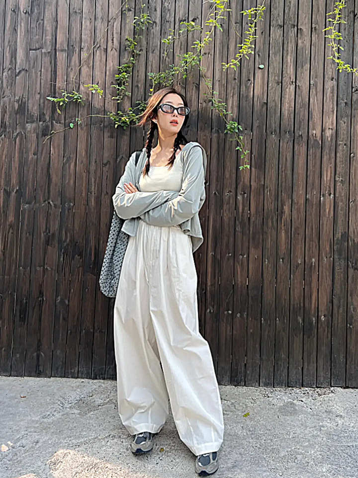 High Waist White Narrow Straight Wide Leg Pants Women's Summer Loose Drooping Slimming Japanese Style Workwear Casual Mop Pants