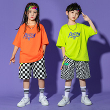 儿童街舞套装男童夏宽松短袖马甲儿童嘻哈潮服hiphop帅气表演出服