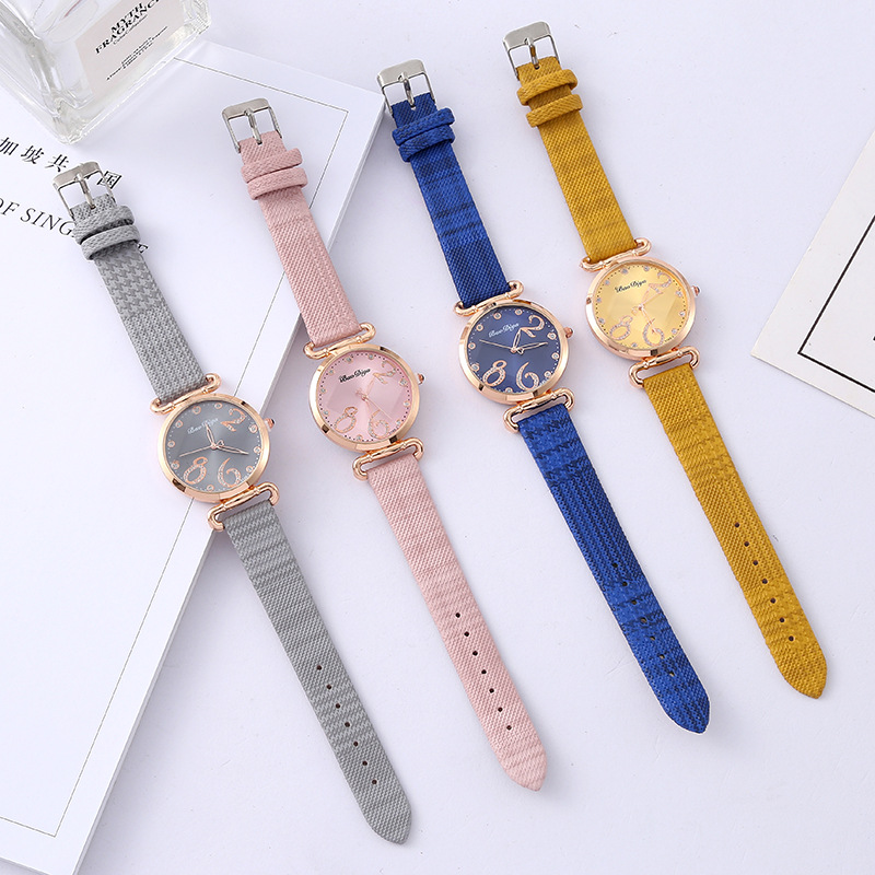 Foreign Trade New Diamond Quartz Watch Fashion Fresh Women's Casual Watch Simple Student Gift Watch Wholesale