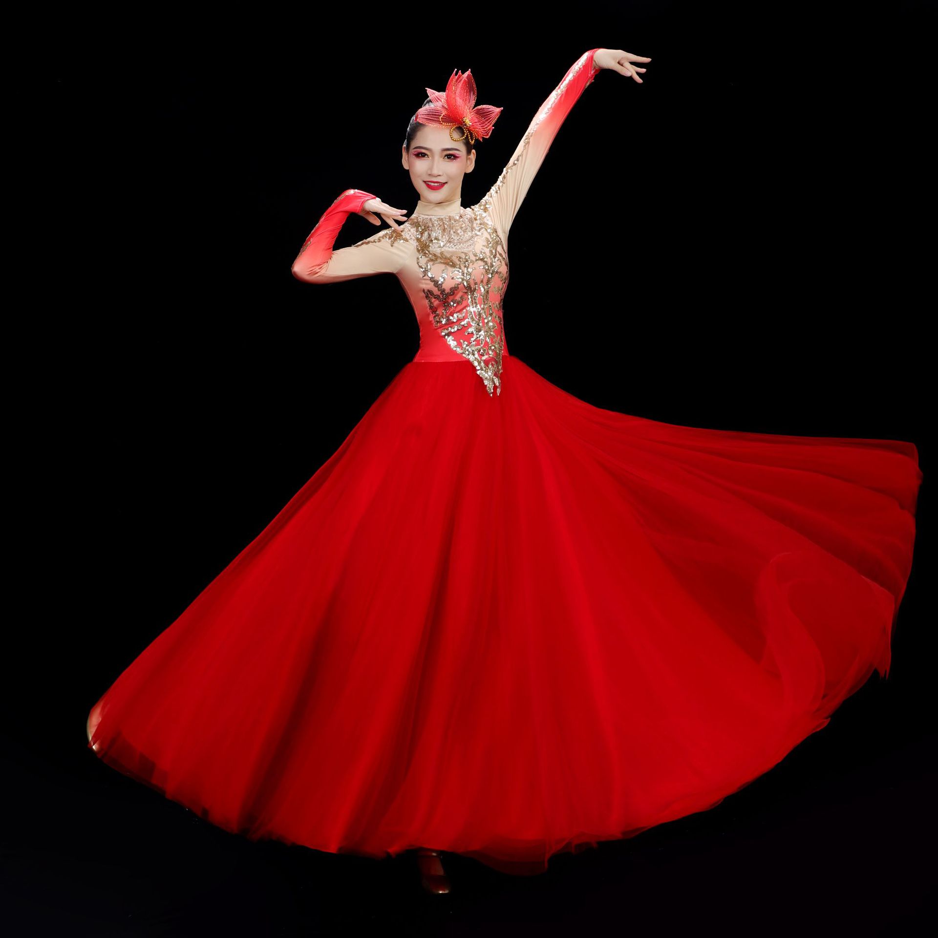 开场舞大摆裙新款大气歌伴舞演出服成人广场舞服装现代舞合唱服女