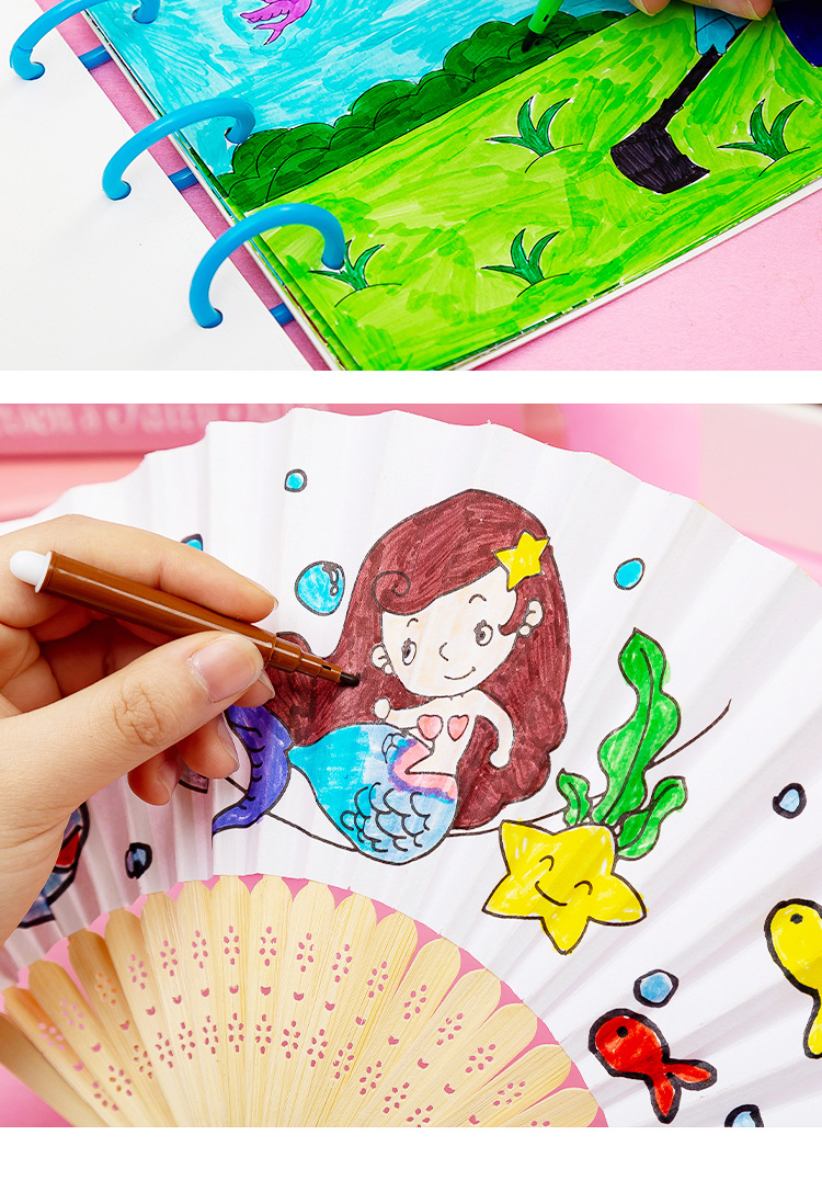 儿童幼儿园涂色绘画水彩笔 彩色画笔6色装涂鸦画画文具