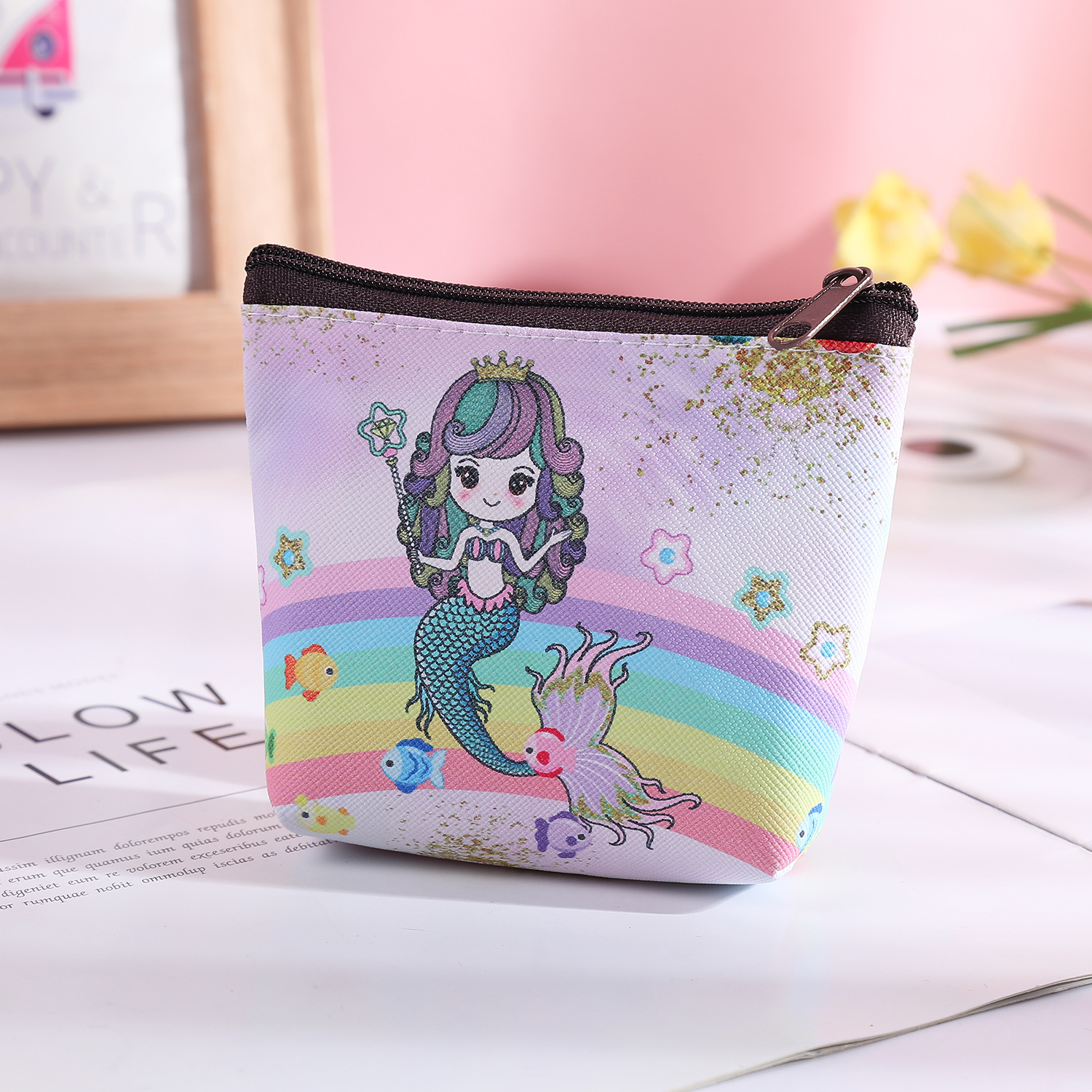 New Pvc Unicorn Zipper Coin Purse Coin Bag Women's Small Wallet Cute Mermaid Cartoon Small Wallet