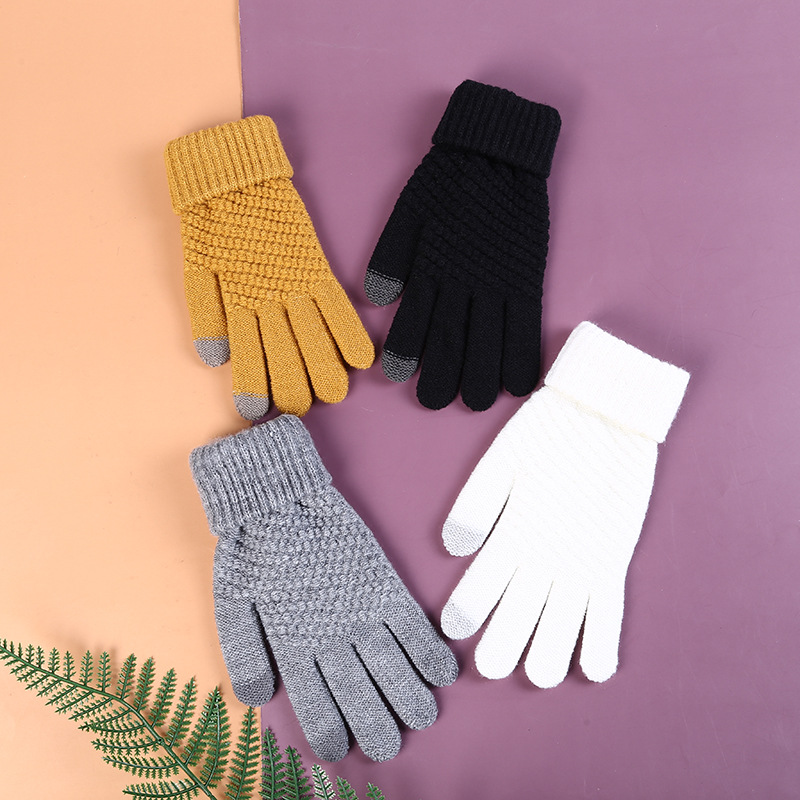 Winter Touch Screen Gloves Men and Women's Couple Thickened Gloves Cold-Proof Thermal Knitted Gloves