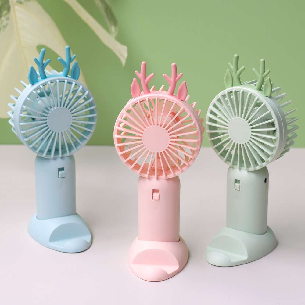 2023 New Simple Small Handheld Fan with Base Bracket Charging Student Summer Portable Electric Fan Gift