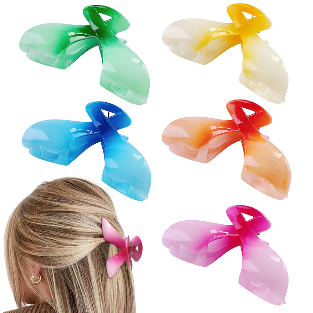 cross-border hot fashion hair accessories women‘s gradient color cross grip ponytail all-match hair claw ball head shark clip