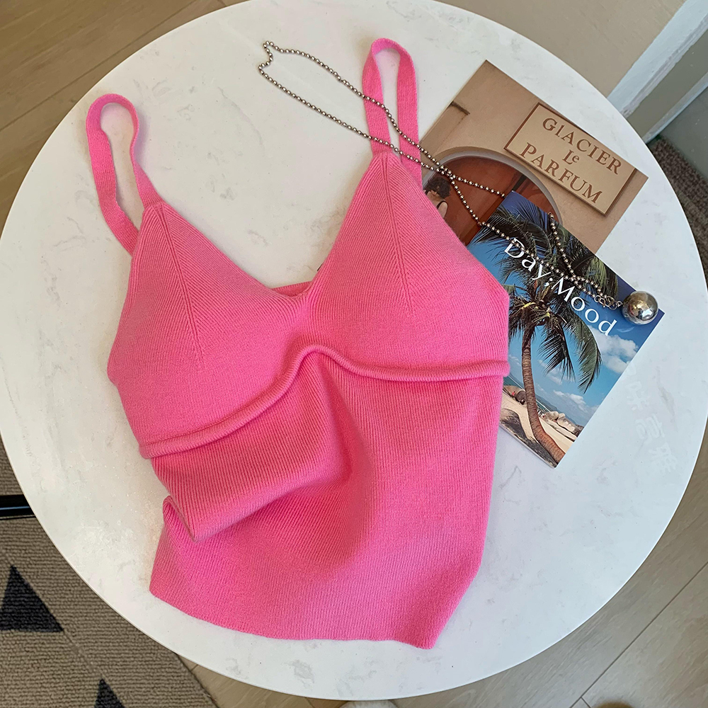 辣妹粉色吊带小背心女内搭夏季2024新款美式纯欲修身短款上衣外穿