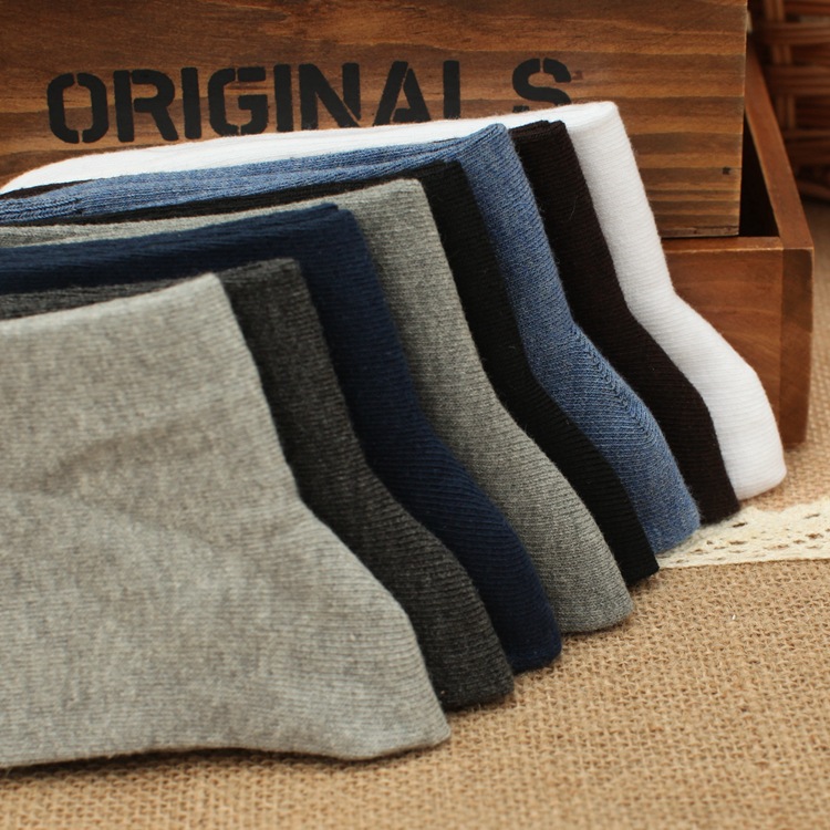 Double Needle Cotton Sock Solid Color Men's Socks Wholesale Tmall Supply Business Men Socks Factory Wholesale