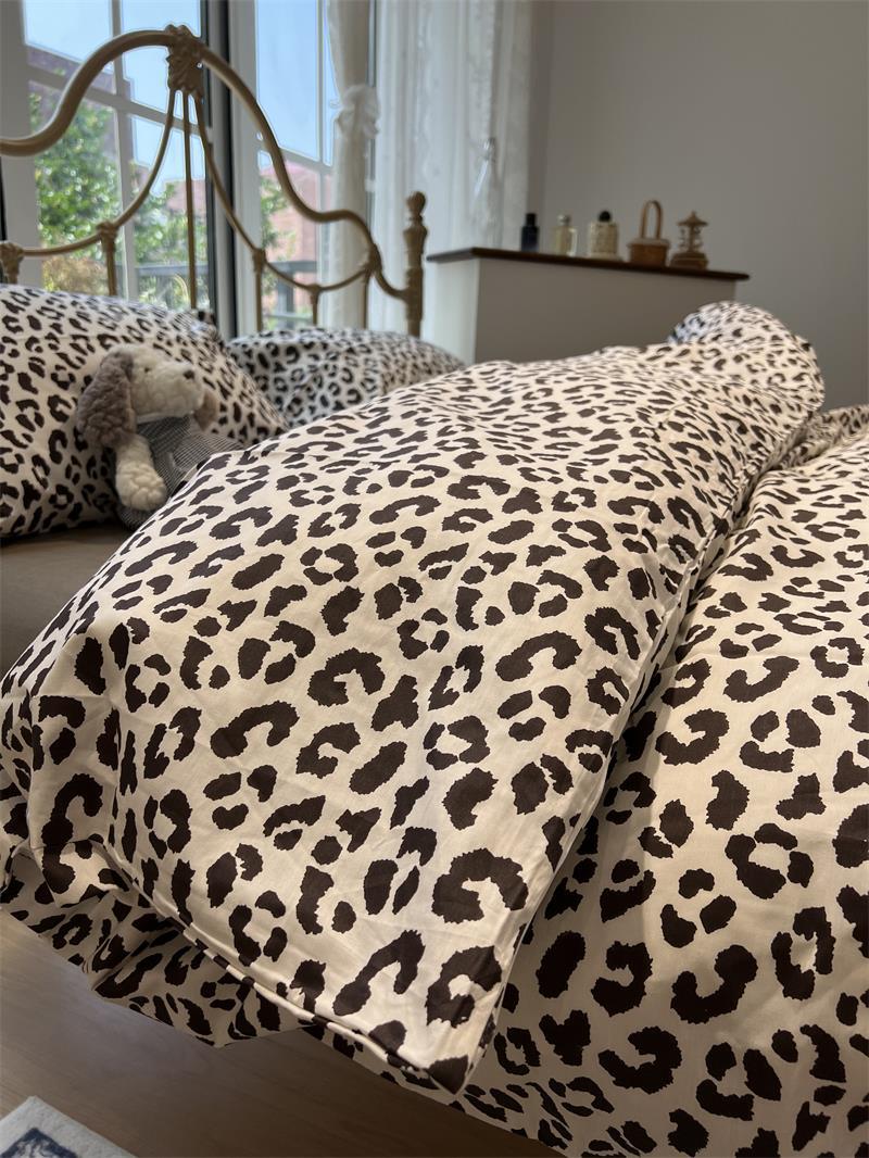 ins黑白豹纹北欧简约床上四件套全棉纯棉1.5m1.8米被套床单三件套