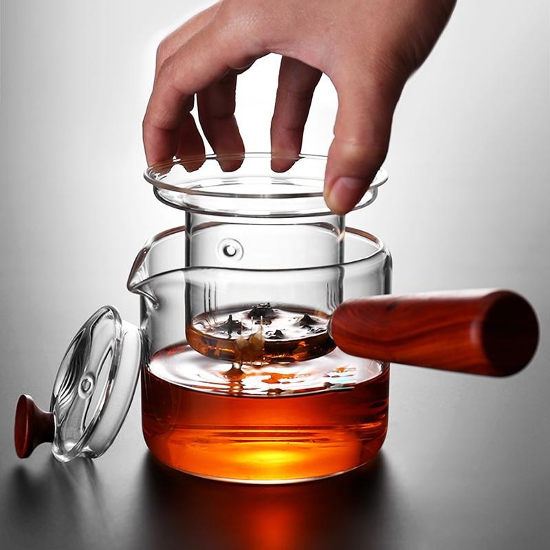 High-Grade Tea Set Side Handle Teapot High Temperature Resistant Extra Thick Glass Teapot Filter Tea Cooker Household Tea Brewing Pot