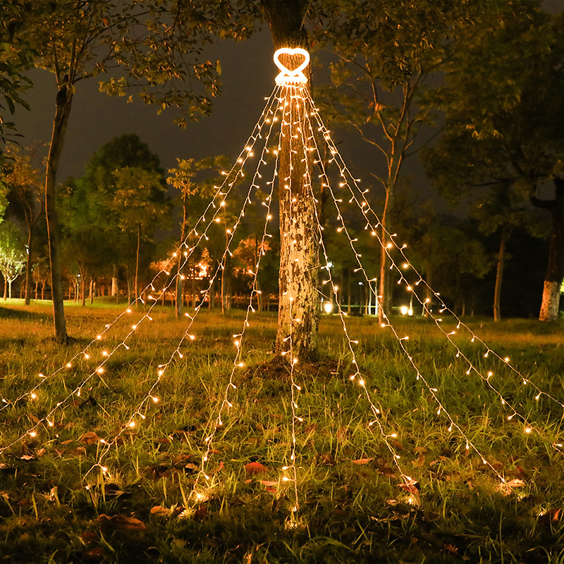 led瀑布灯 爱心流水灯 庭院草坪流星灯挂树九条拖尾彗星 星星灯串