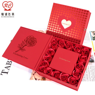 永恒礼盒16朵玫瑰花书型盒 首饰盒 红色爱心礼盒项链盒双戒指盒子