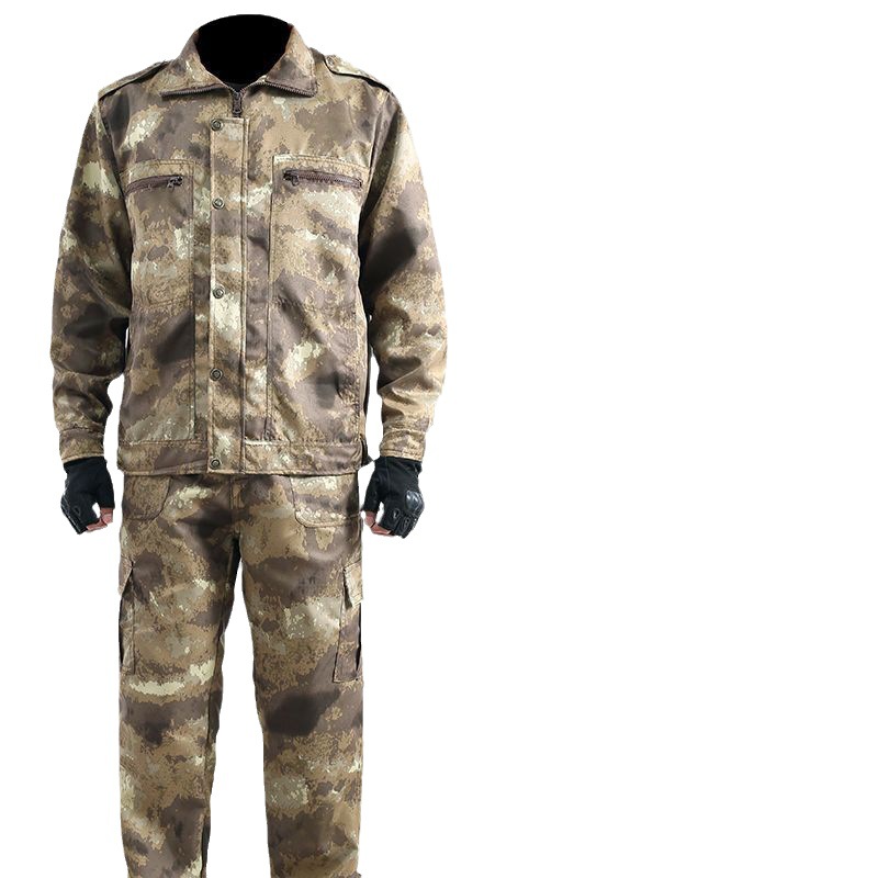 Summer Thin Overalls Suit Men's Cotton Long-Sleeved Wear-Resistant Anti-Scald Auto Repair Welder Camouflage Clothing Labor Protection Clothing Workwear