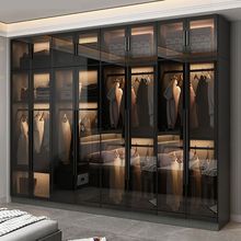 佛山衣柜简约现代经济型轻奢玻璃门柜子环保家用卧室组装衣橱组合