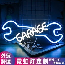 garage霓虹灯 LED发光造型亚马逊外贸英文汽车房车库维修理店装饰